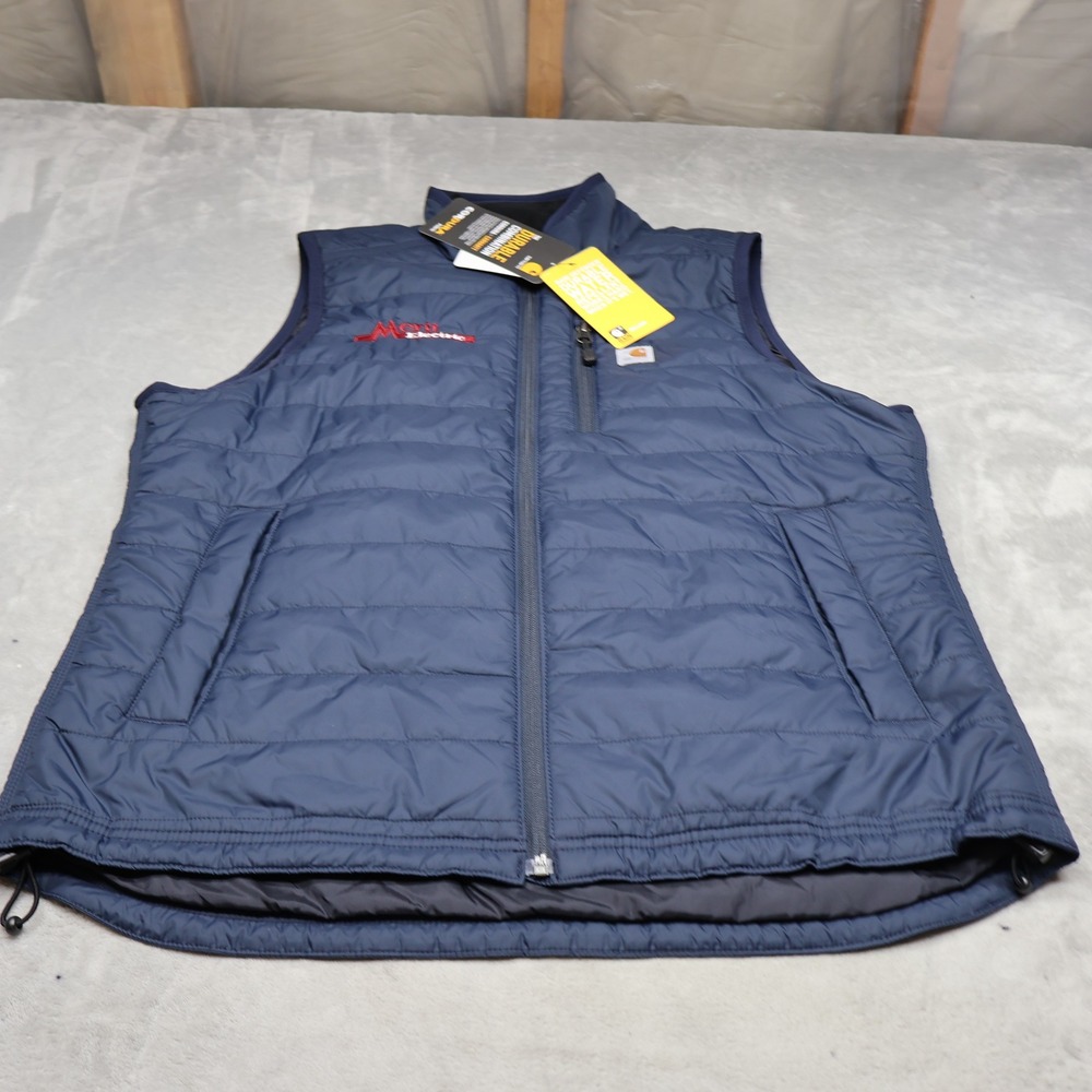 Carhartt Gilliam Vest Women Large 12/14 Blue Rain Defender Quilted Puff LOGO NEW